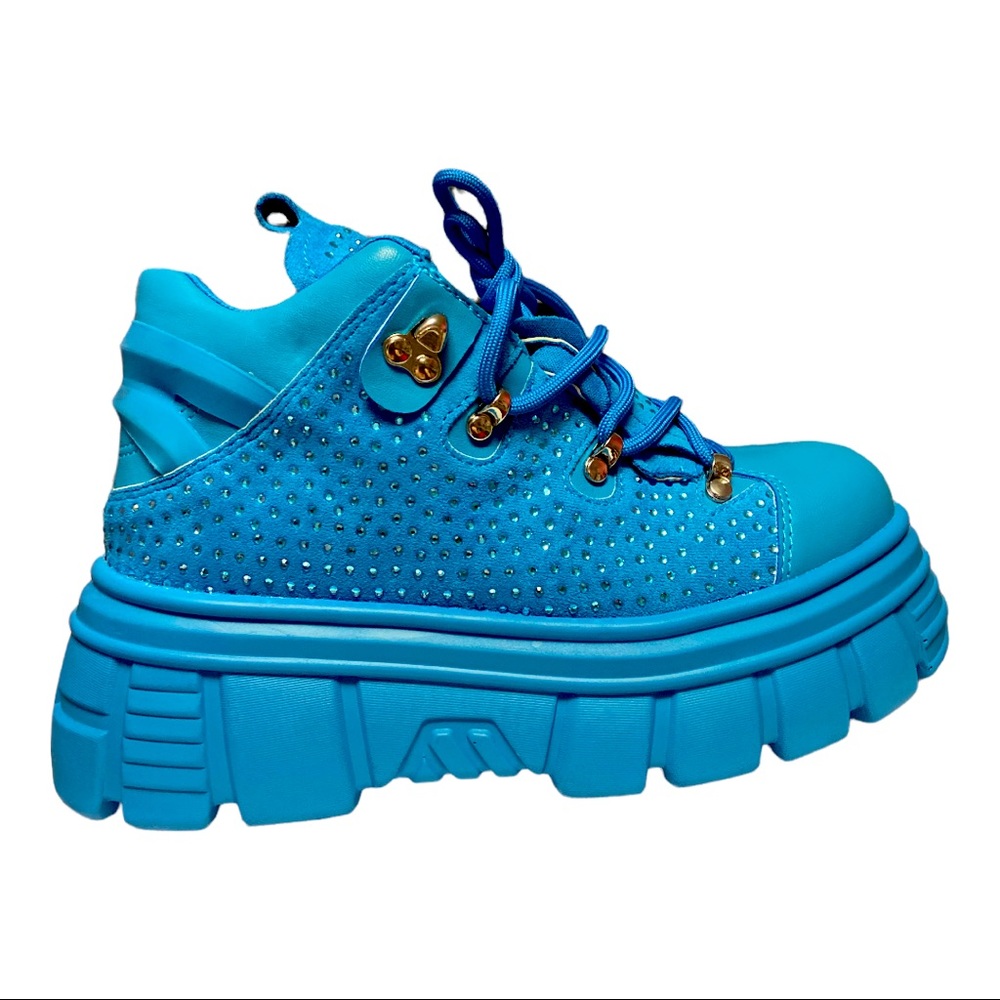 Chunky Sparkly Blue Platform Shoes